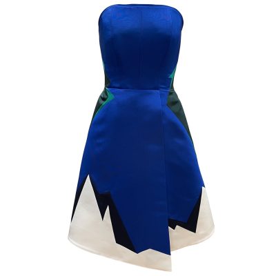 Photo A-Line Silk-Faille Cocktail Dress Blue