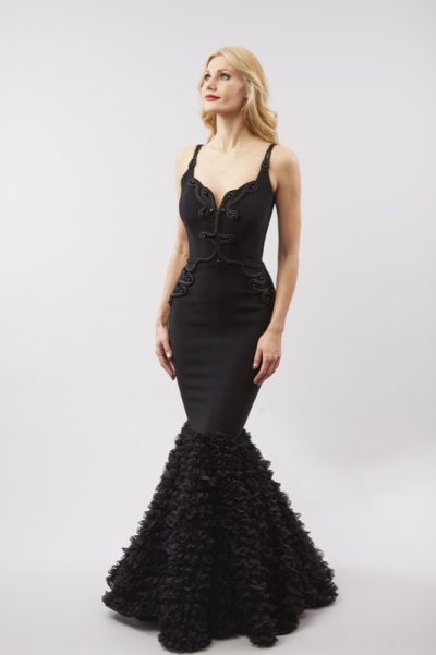 Photo Black Mermaid Crepe Dress