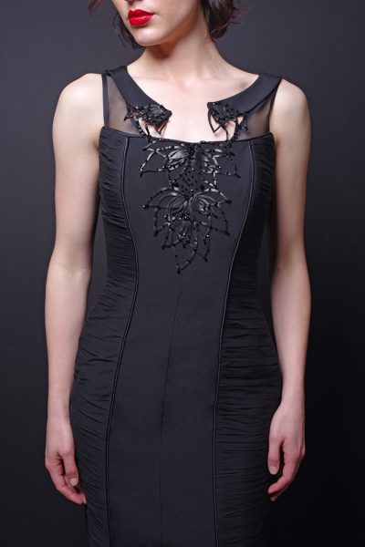 Photo Elegant Silk Cocktail Dress Black
