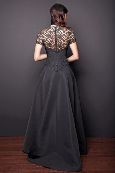 Photo Glamorous Illusion Lace Silk-Faille Dress