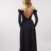 Photo Long Sleeve Crepe Evening Gown