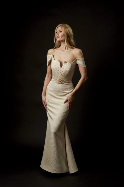 Photo Off-the-Shoulder Silk Brocade Gown