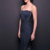 Photo Silk-Pique Long Strapless Dress