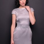 Photo Silk-Pique Short Dress with Pockets