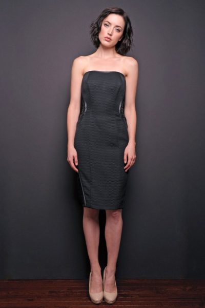 Photo Silk-Pique Short Strapless Dress
