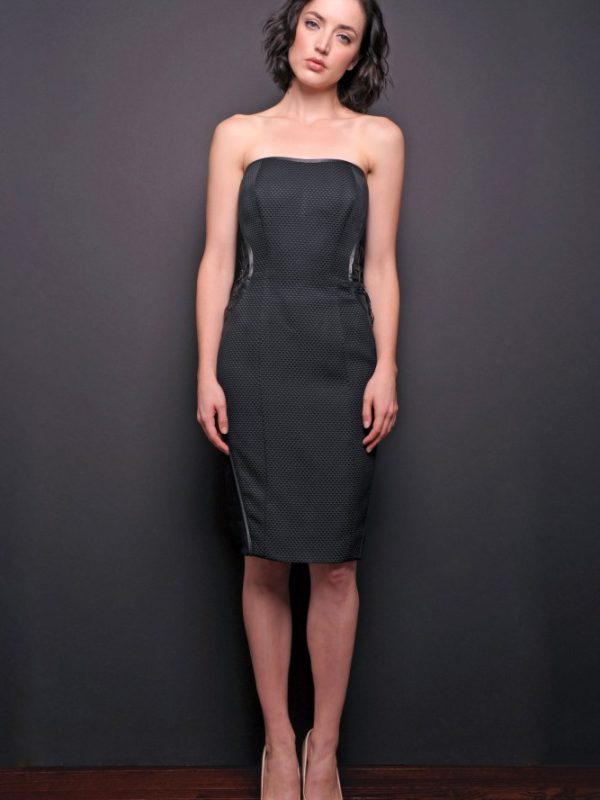 Photo Silk-Pique Short Strapless Dress