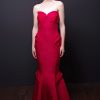 Photo Strapless Embroidered Silk Faille Gown