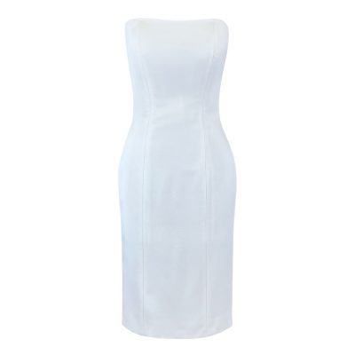 Photo Strapless Fitted Cocktail Dress White