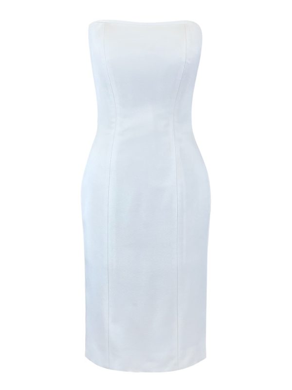 Photo Strapless Fitted Cocktail Dress White