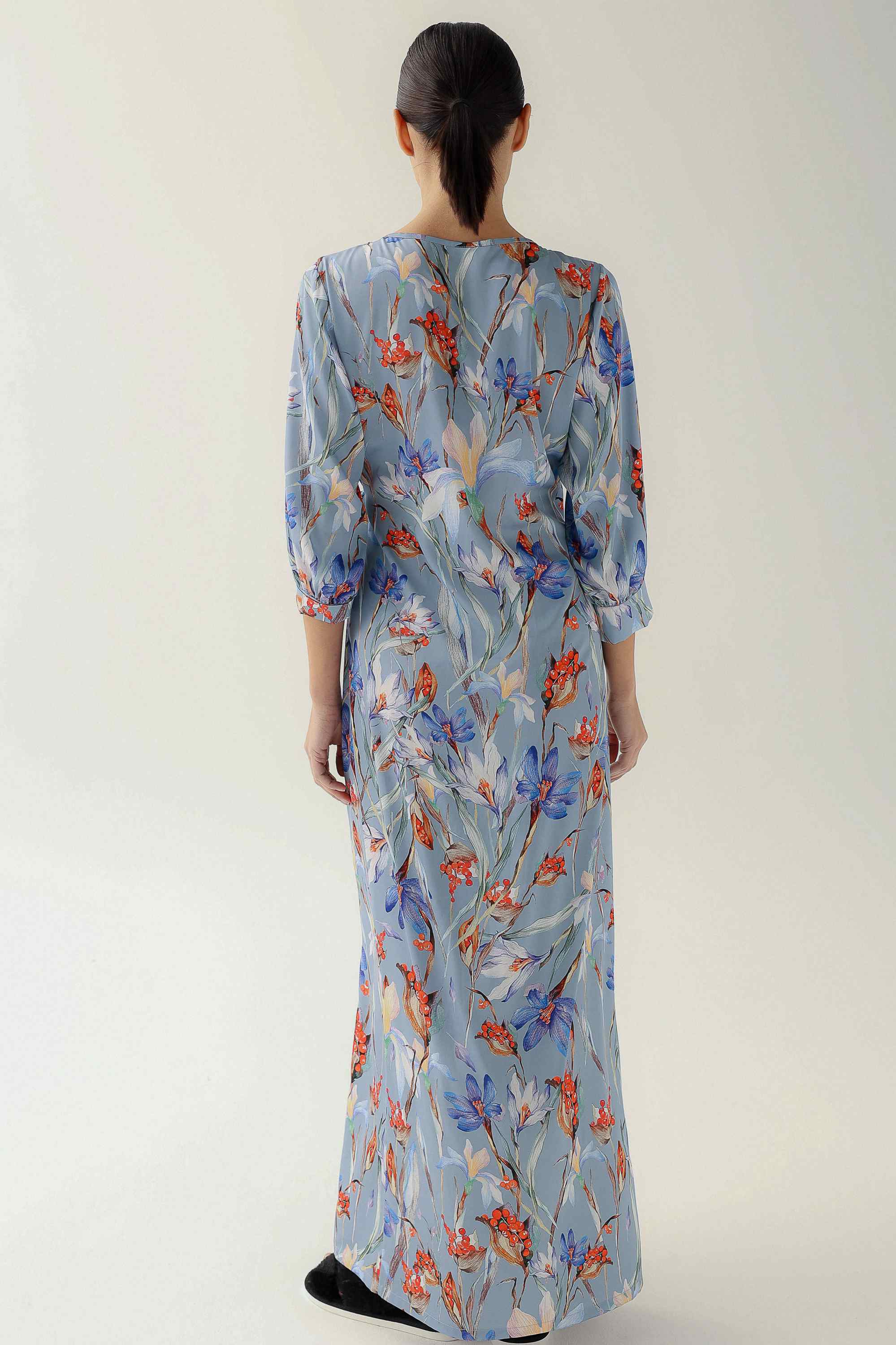 Elegant Gray Satin Wrap Robe | Sokayri
