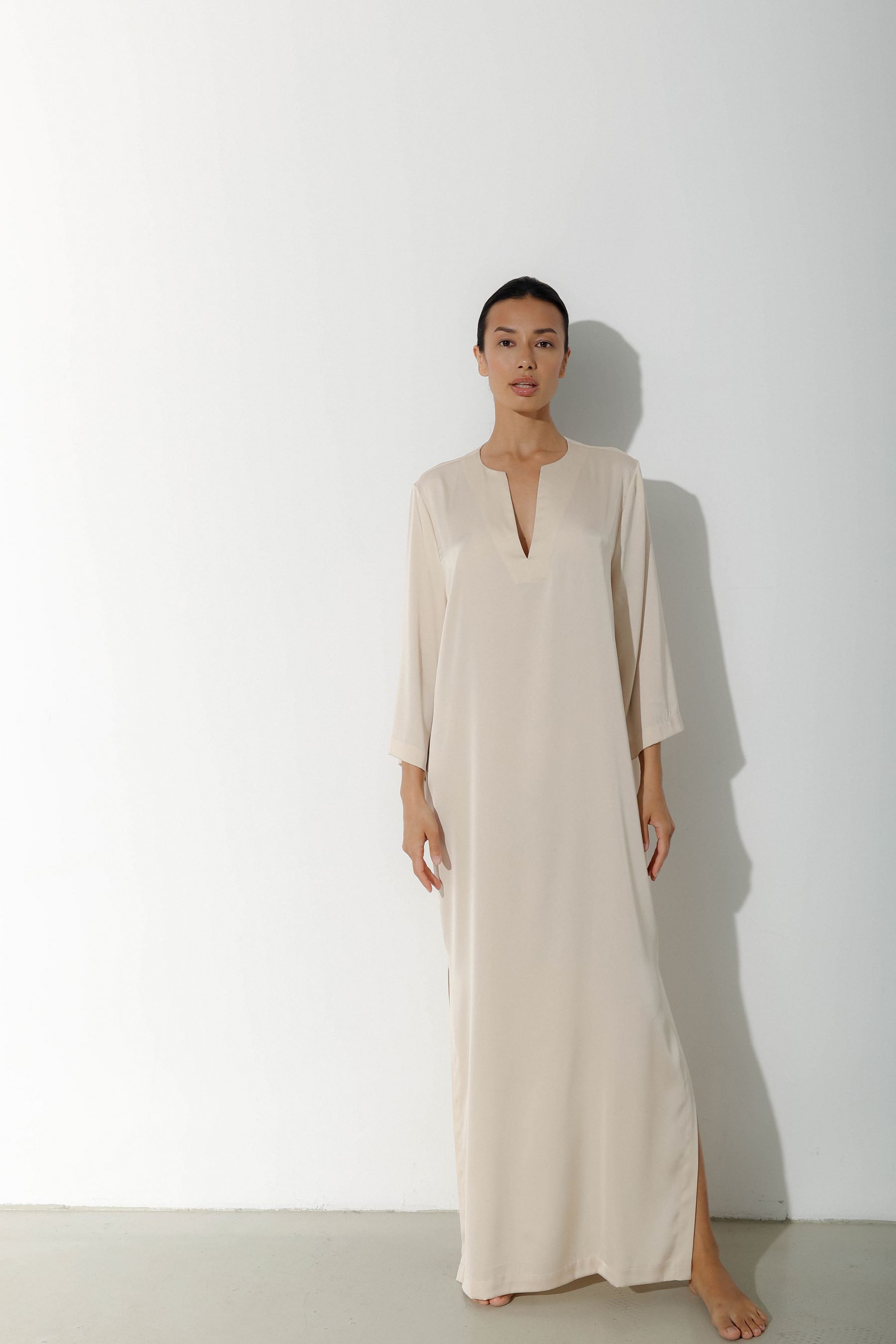 slim fit dress slacks Nicoblu Lavinia Silk Kaftan in Lapis Lazuli Blue Plus main image 1