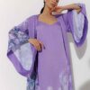 Photo Luxurious Lilac Satin Kimono Robe