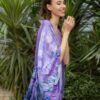 Photo Luxurious Lilac Satin Kimono Robe