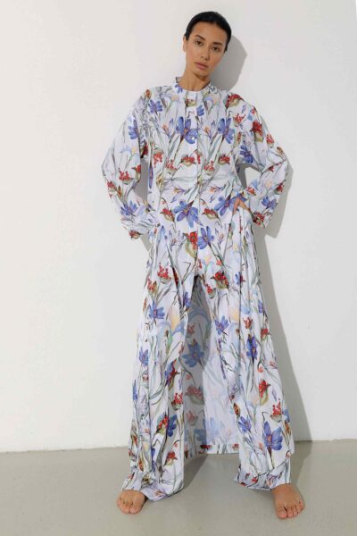 Photo Luxurious Satin Set with Floral Print