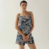 Photo Sophisticated Dark Gray Satin Top and Shorts Set