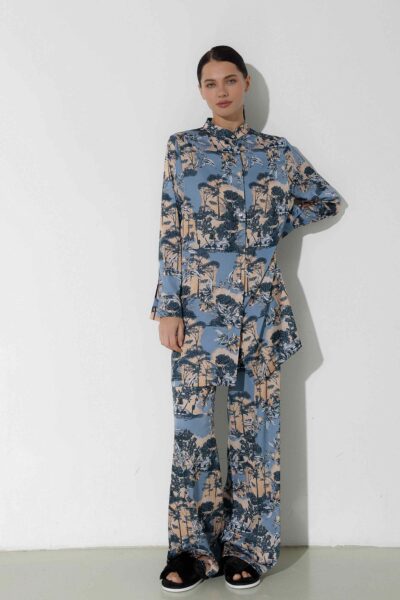 Photo Versatile Dark Gray Satin Pajama Set