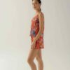 Photo Vibrant Orange Satin Top and Shorts Set