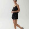 Photo Black Silk Top and Shorts Set