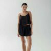 Photo Black Silk Top and Shorts Set