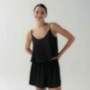 Photo Black Silk Top and Shorts Set
