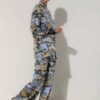 Photo Blue Silk Pajama Set with Exclusive Print
