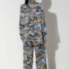 Photo Blue Silk Pajama Set with Exclusive Print