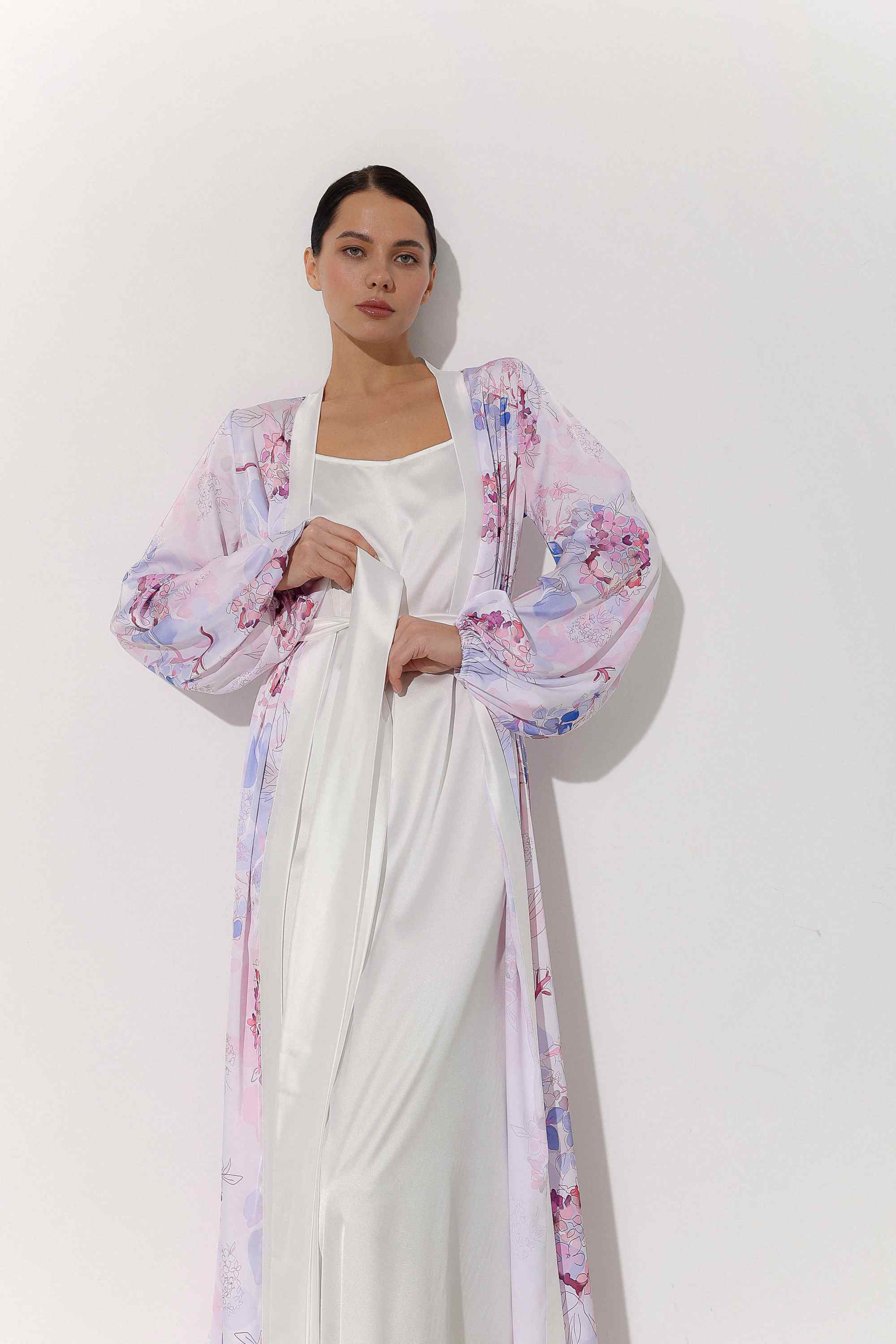 Elgant Robe Elegant Long Robe with Lantern Sleeves | Sokayri