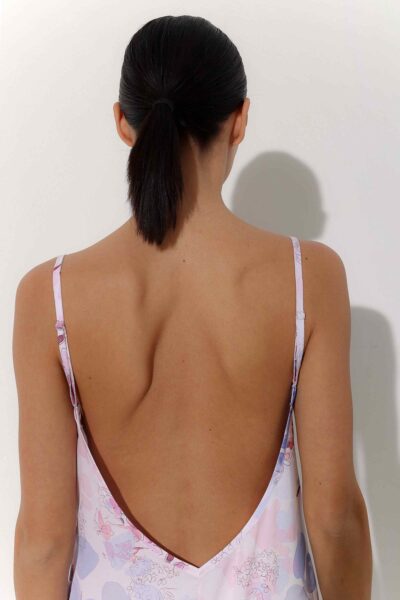 Photo Elegant Long Silk Shirt with Floral Print