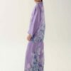 Photo Lilac Silk Pajama Set with Floral Print
