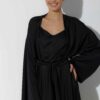 Photo Luxurious Black Silk Kimono Robe