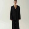 Photo Luxurious Black Silk Pajama Set