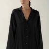 Photo Luxurious Black Silk Pajama Set