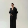 Photo Luxurious Black Silk Pajama Set