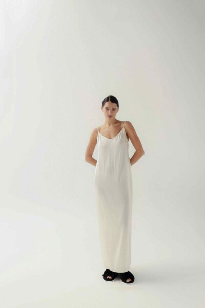 Photo Luxurious Milk Satin Shirt Dress