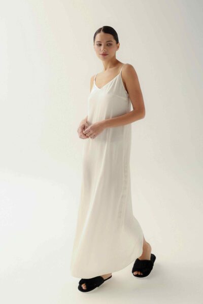 Photo Luxurious Milk Satin Shirt Dress