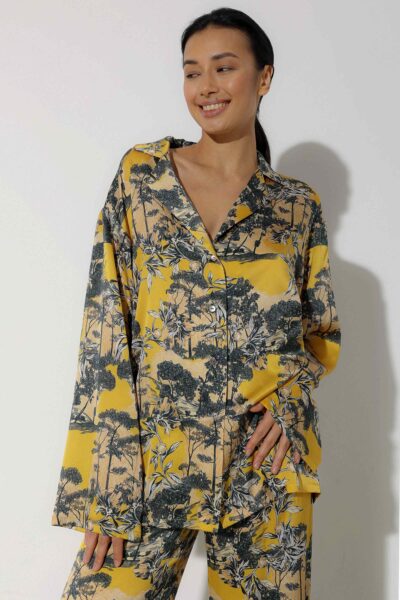 Photo Radiant Yellow Silk Pajama Set