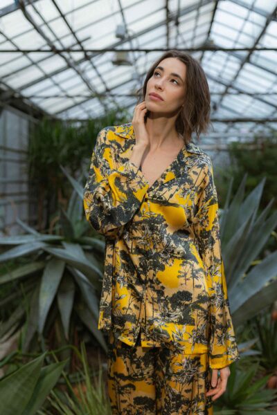 Photo Radiant Yellow Silk Pajama Set