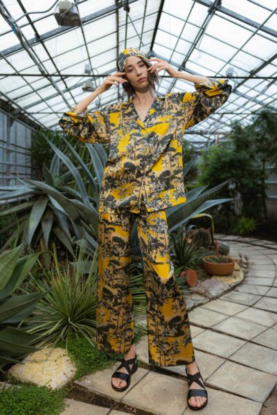 Photo Radiant Yellow Silk Pajama Set
