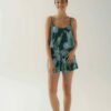 Photo Versatile Green Silk Top and Shorts Set